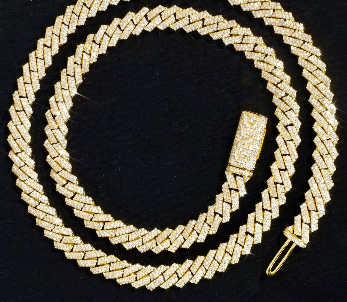 Chaîne cubaine en Or massif 10K de 10 mm en Moissanite VVS1 KC.LUXURY