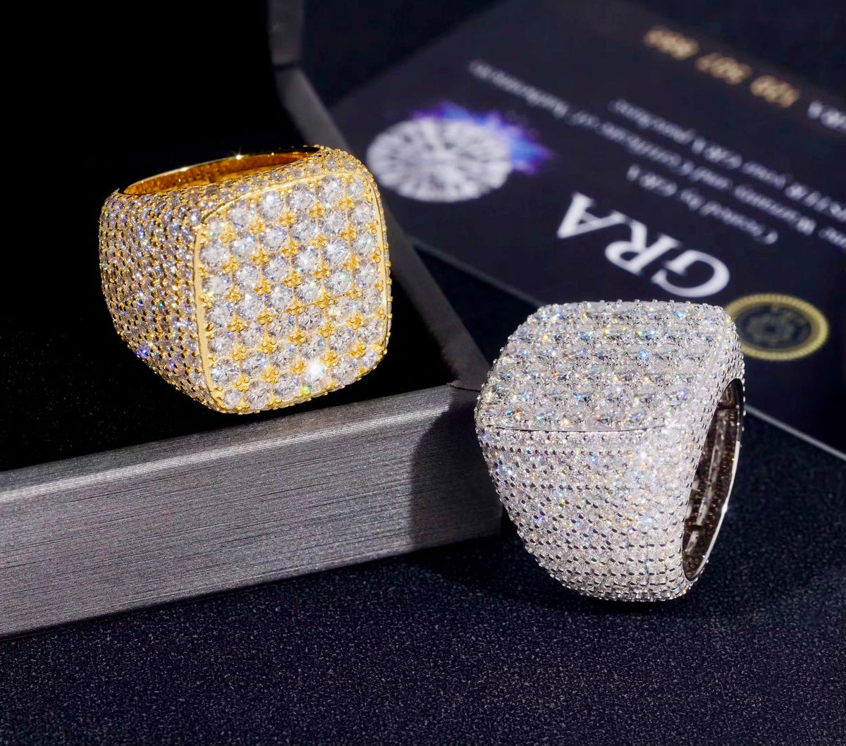 Bague en Argent S925 couleur Or et Blanc pour homme en Moissanite VVS KC.LUXURY