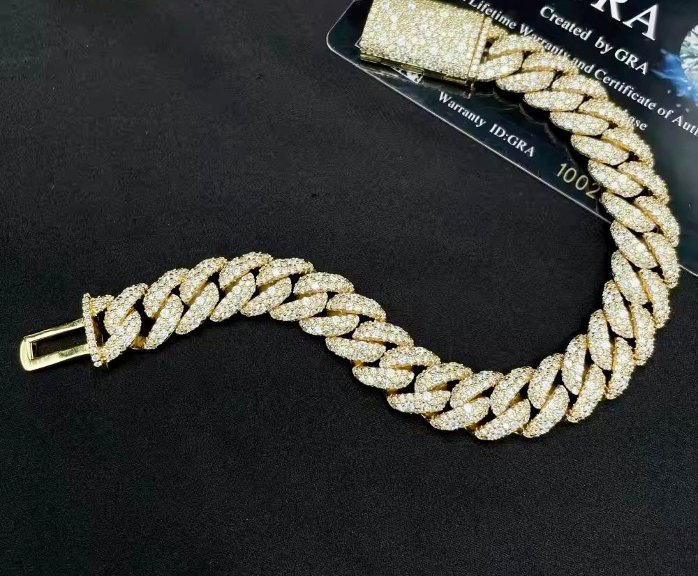 Bracelet en Argent à maillons cubains en Moissanite VVS1 de 12 mm KC.LUXURY