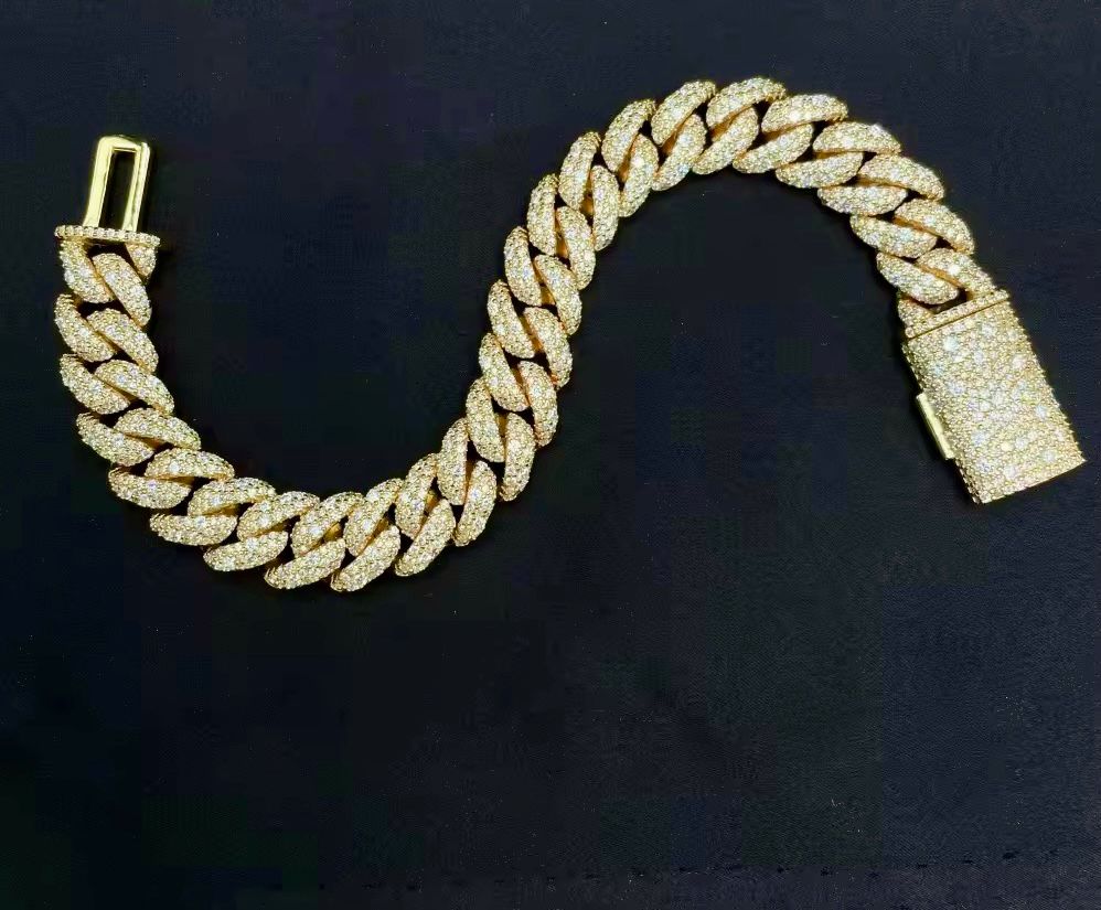 Bracelet en Argent à maillons cubains en Moissanite VVS1 de 12 mm KC.LUXURY