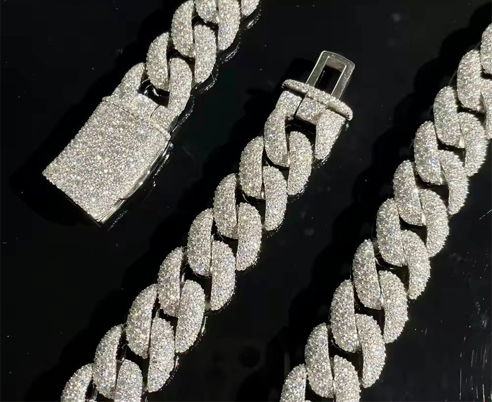 Bracelet en Argent à maillons cubains en Moissanite VVS1 de 12 mm KC.LUXURY