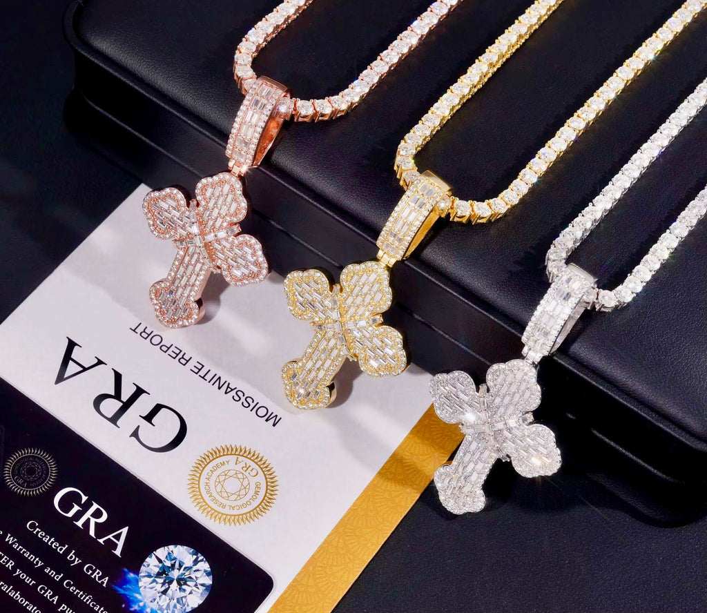 Pendentif croix en Argent S925 Moissanite VVS1 KC.LUXURY