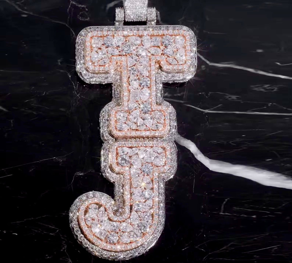 Pendentif, personnalisé lettre en 3D, en argent S925, Moissanite VVS1 KC.LUXURY