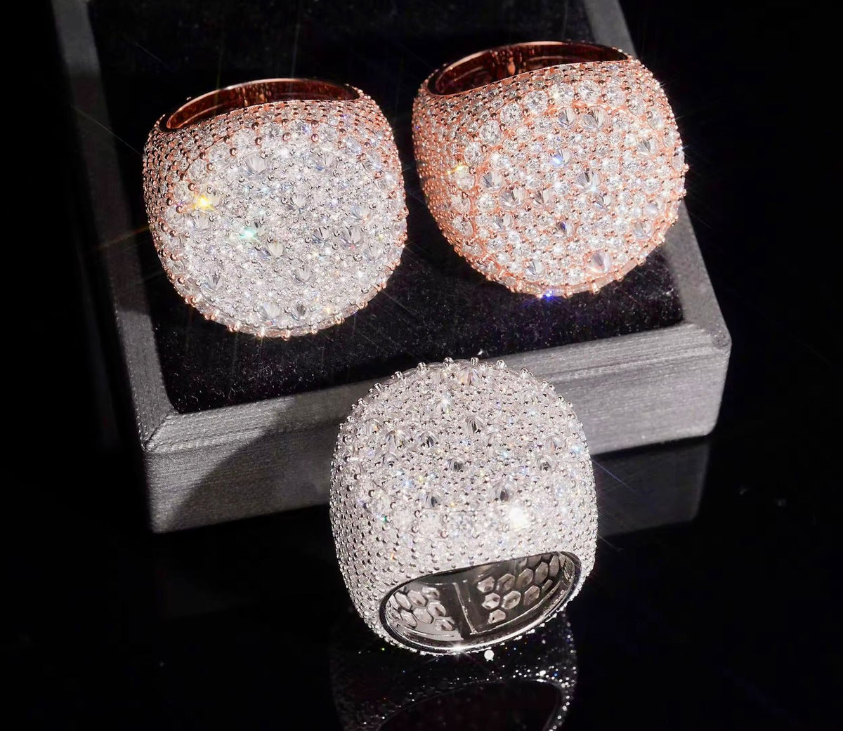 Bague Big Face Moon en argent pour homme en Moissanite VVS KC.LUXURY