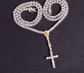 Chaîne tennis 3 mm en argent 925 avec croix chapelet en moissanite VVS KC.LUXURY