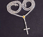 Chaîne tennis 3 mm en argent 925 avec croix chapelet en moissanite VVS KC.LUXURY