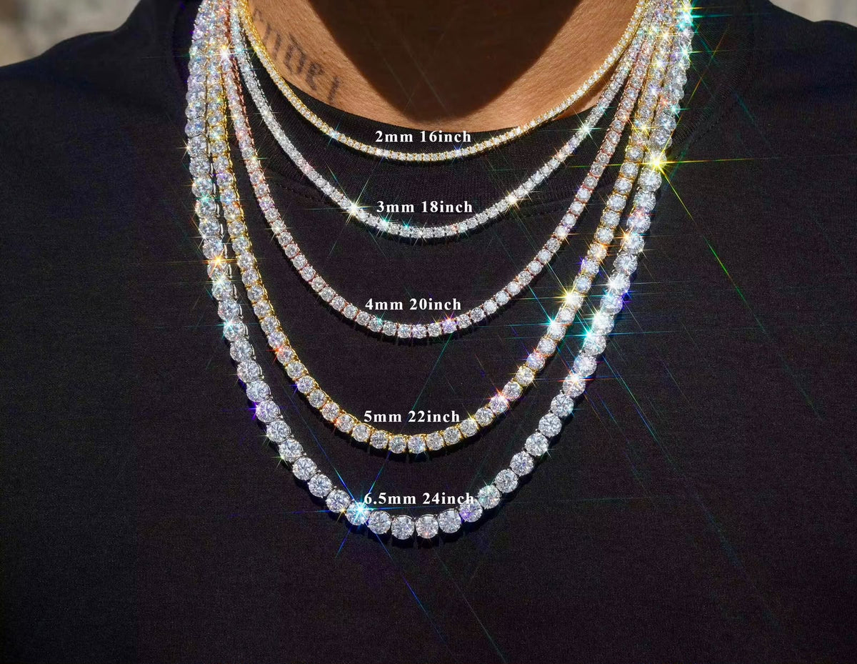 Chaîne tennis en Moissanite VVS1 de 2mm à 6mm KC.LUXURY