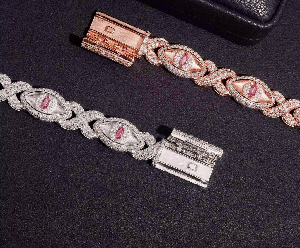 Bracelet Yeux de chat en argent 925, et argent 925 rose en Moissanite VVS1 KC.LUXURY