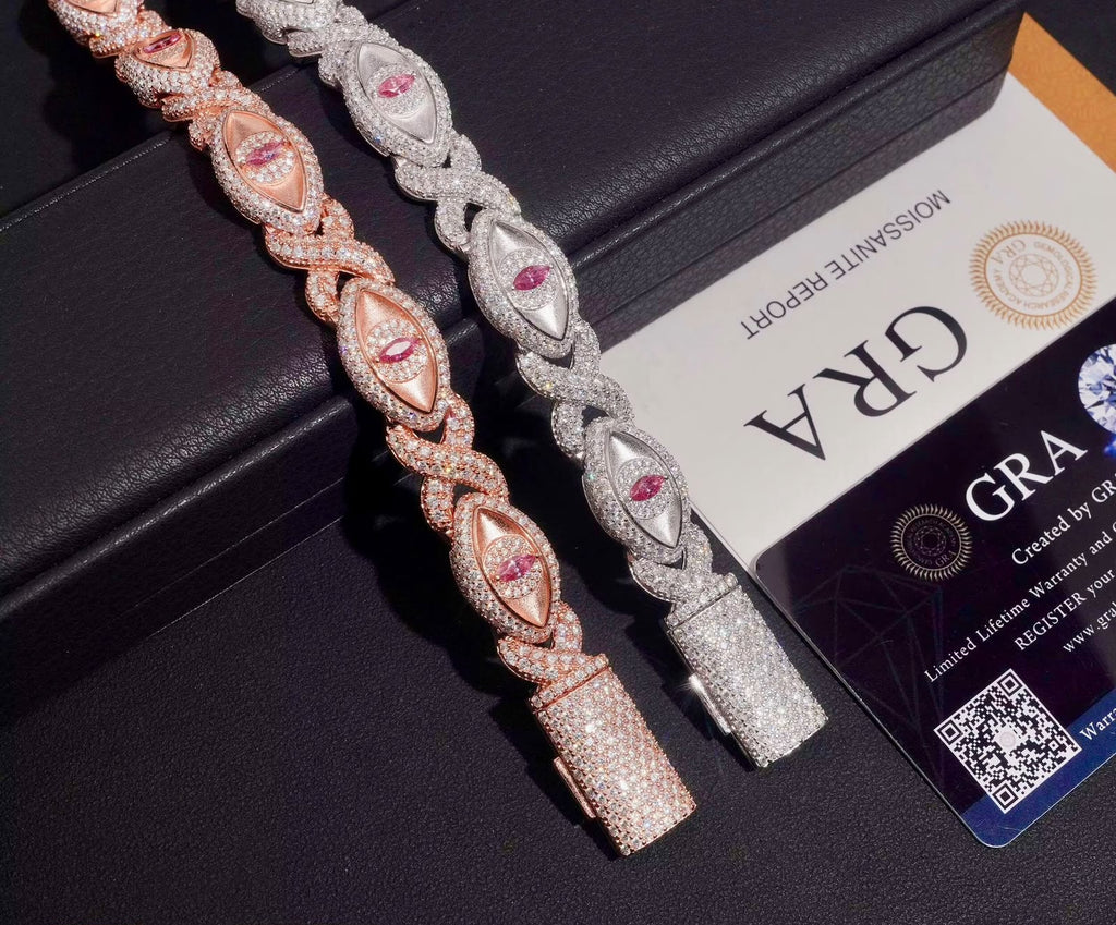 Bracelet Yeux de chat en argent 925, et argent 925 rose en Moissanite VVS1 KC.LUXURY