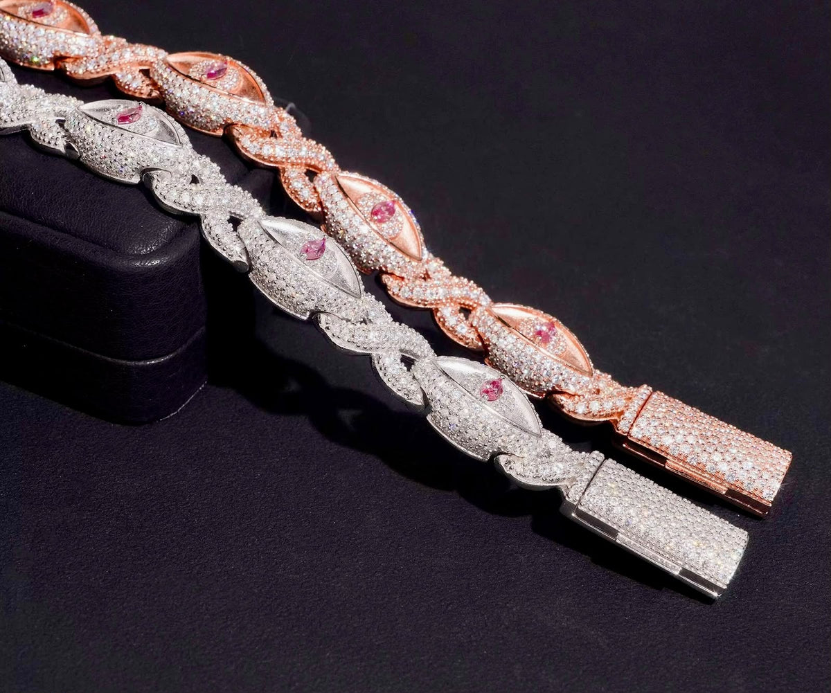 Bracelet Yeux de chat en argent 925, et argent 925 rose en Moissanite VVS1 KC.LUXURY