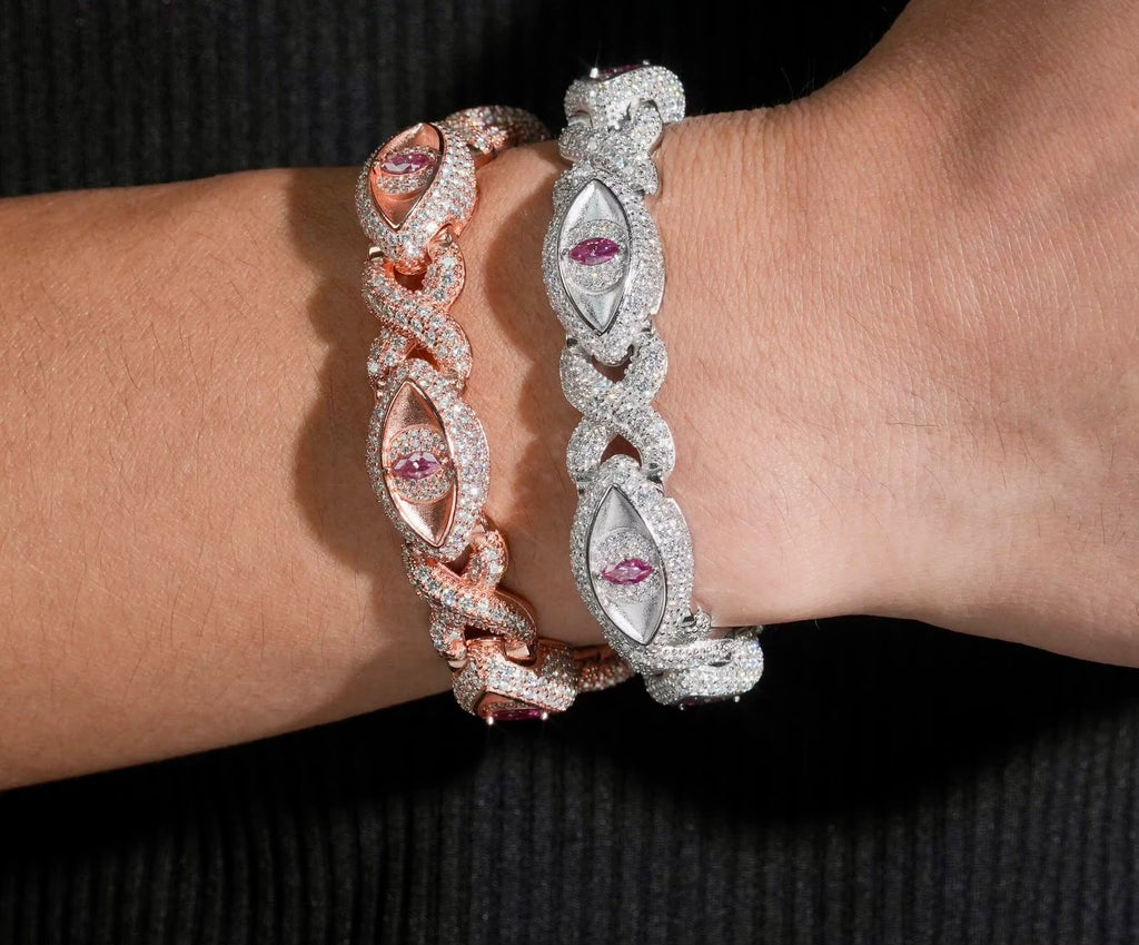 Bracelet Yeux de chat en argent 925, et argent 925 rose en Moissanite VVS1 KC.LUXURY