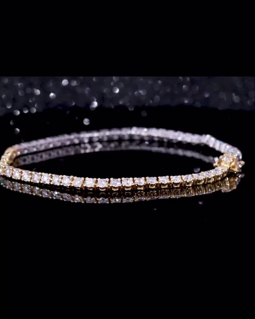 Bracelet tennis en Or blanc et Or massif 10k en Diamant de laboratoire VVS1