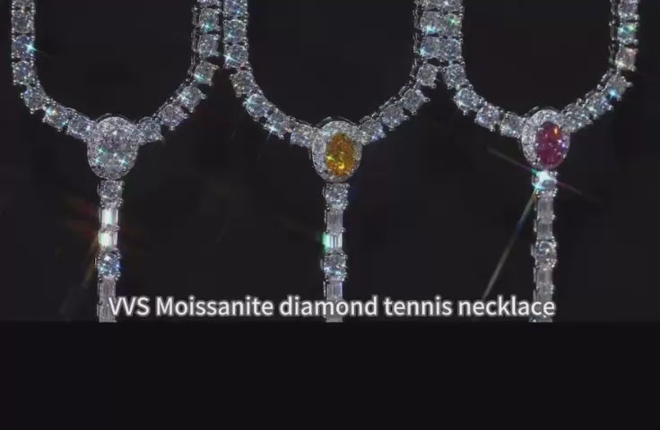 Chaîne tennis 3 mm en argent 925 avec croix chapelet en moissanite VVS