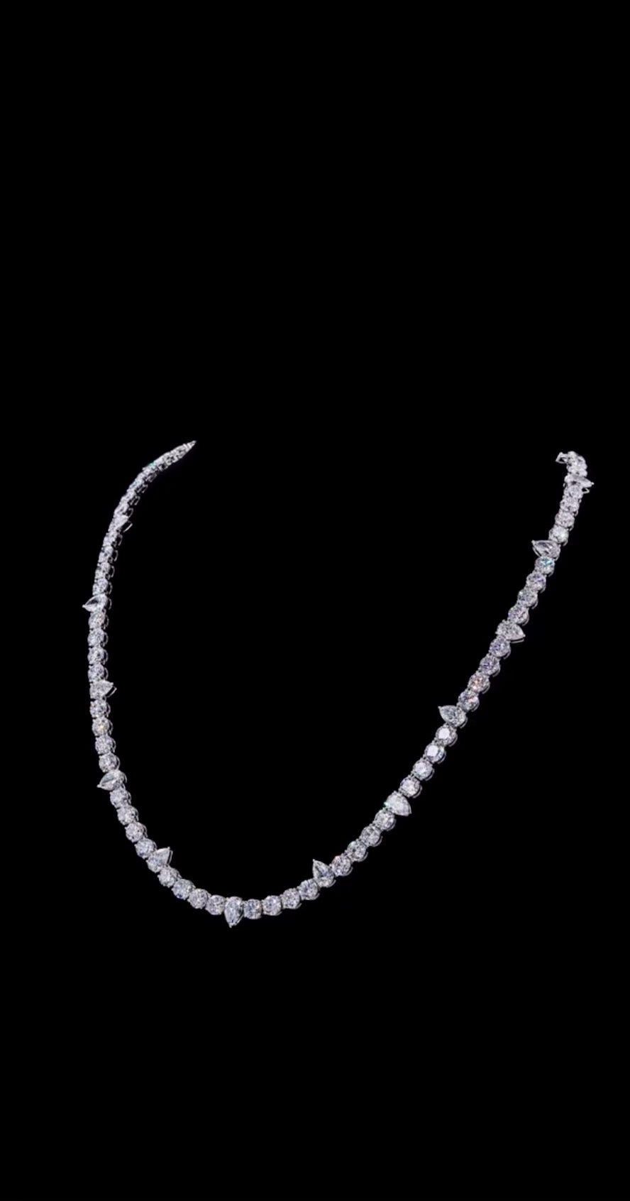 Chaîne tennis en argent 925, moissanite VVS 5 mm, style demi poire