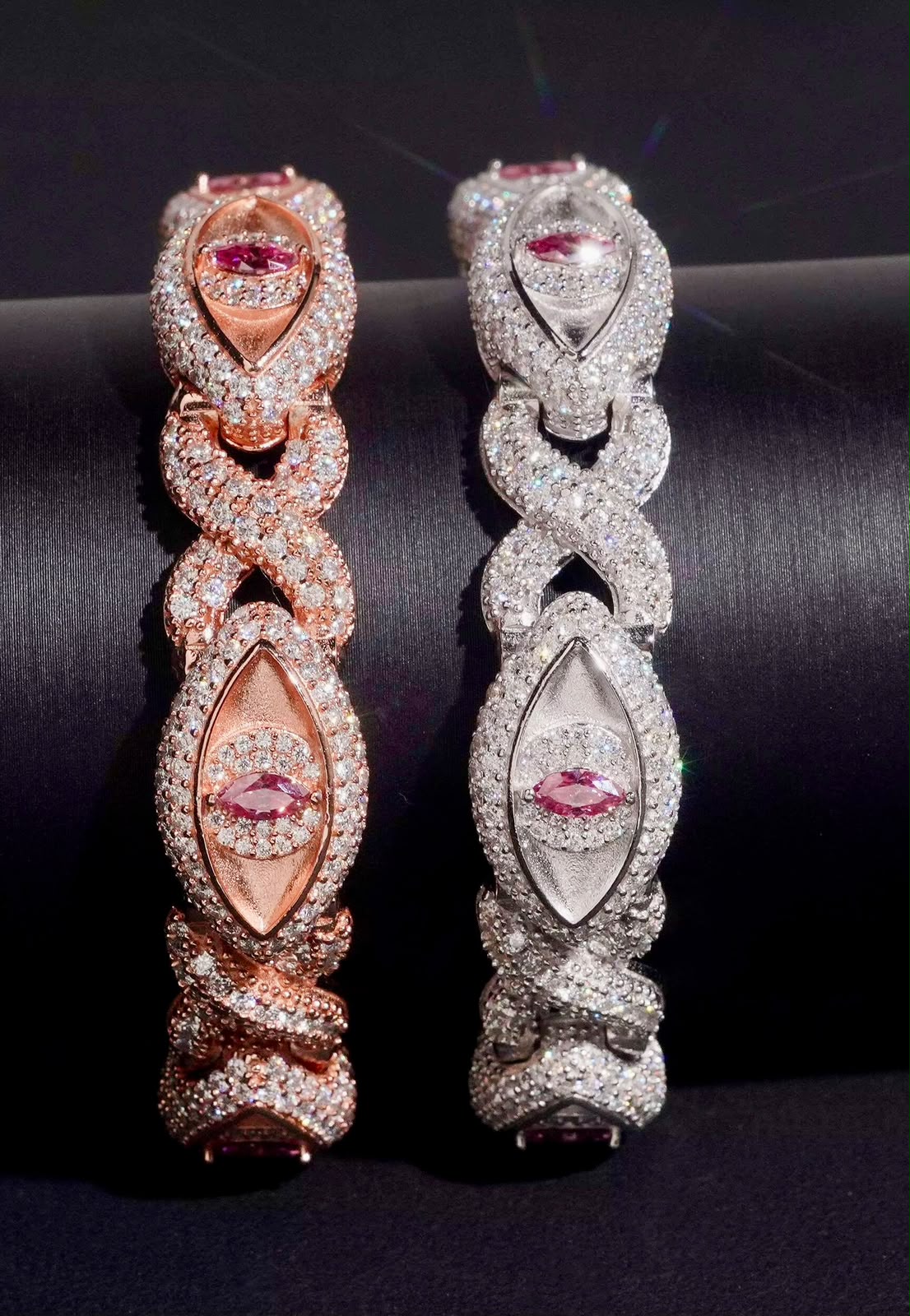 Bracelet Yeux de chat en argent 925, et argent 925 rose en Moissanite VVS1 KC.LUXURY